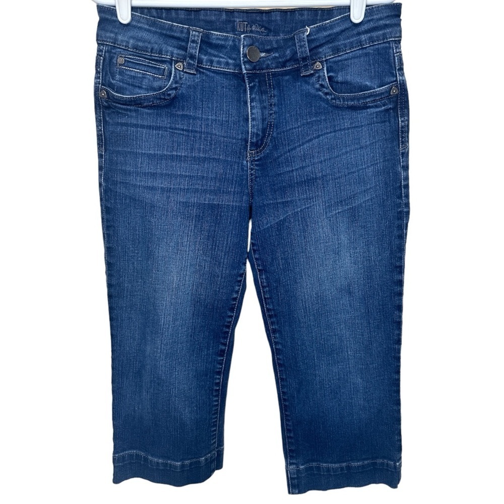 Kut from the Kloth Stretch Denim Capri Jeans Flap Pockets Size 10 Summer Casual